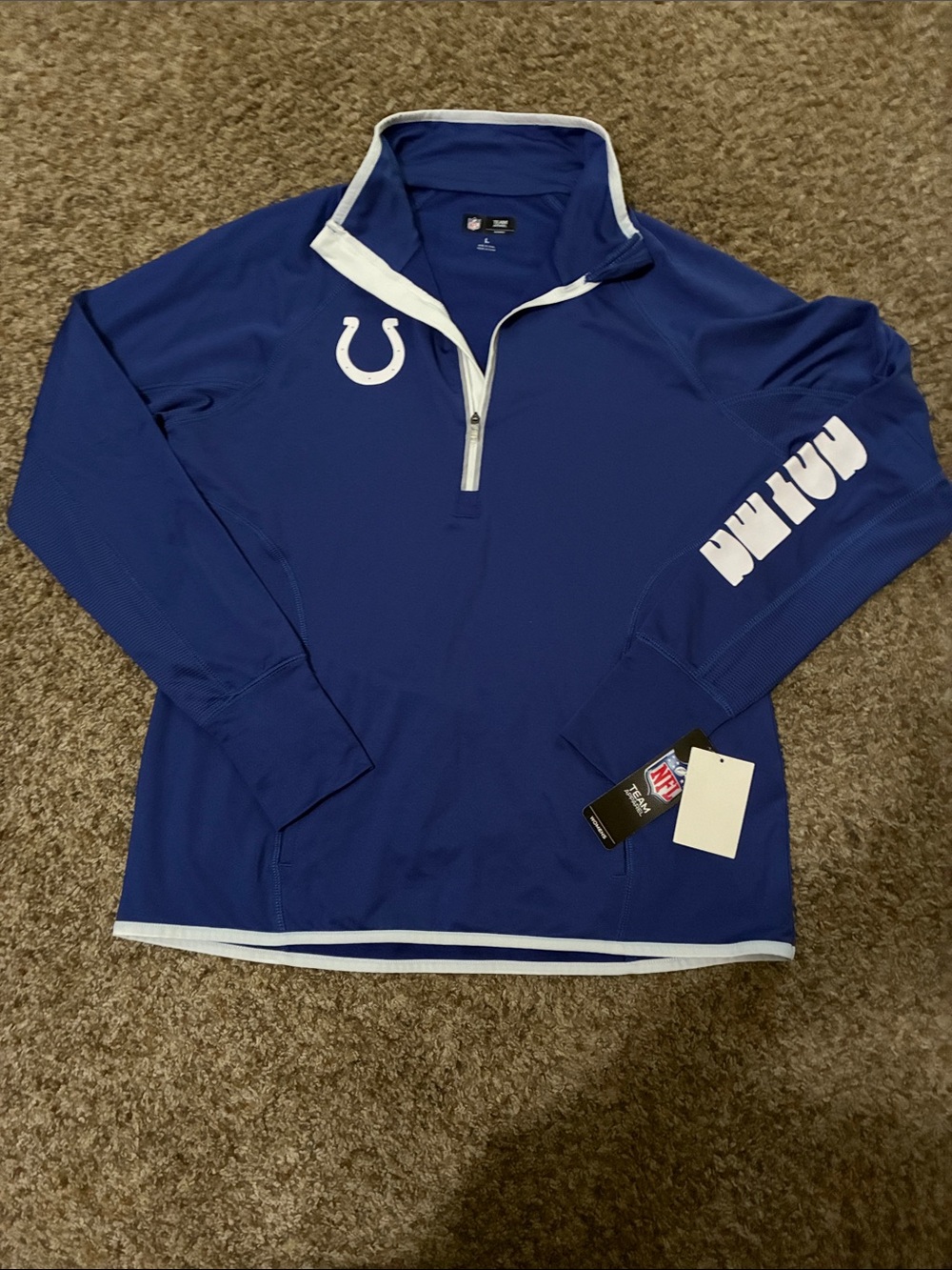 NFL women’s Royal Blue Pullover Quarter-Zip with White Accents